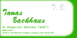 tamas backhaus business card